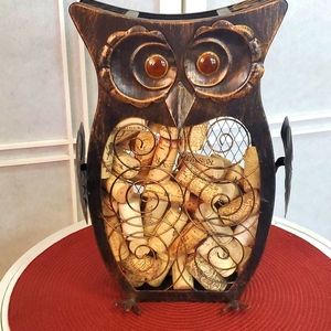Vintage Metal Owl Cork Screw Holder